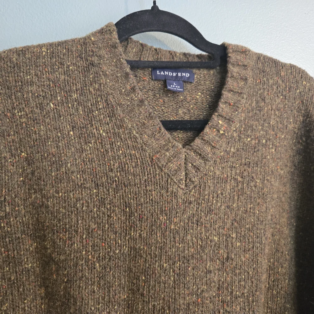 Wool Lands' End Vneck Sweater - Picture 2 of 6
